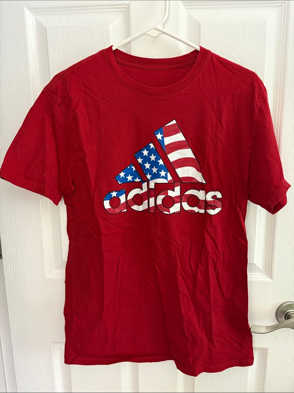 Adidas Red Tee with Stars & Stripes Logo